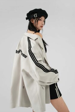 BJHG Striped Blazer - Y2K Summer, 90s Grunge, Retro Hip Hop, Pastel Goth, Y2K Party