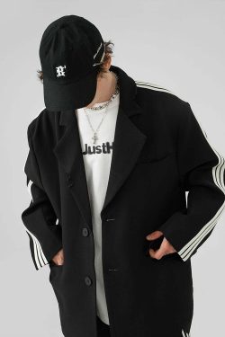 BJHG Striped Blazer - Y2K Summer, 90s Grunge, Retro Hip Hop, Pastel Goth, Y2K Party