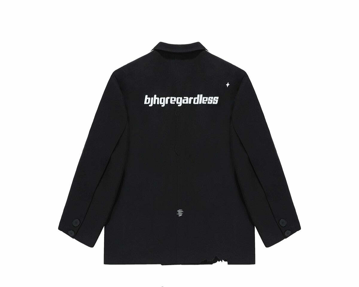 BJHG Striped Blazer - Y2K Summer, 90s Grunge, Retro Hip Hop, Pastel Goth, Y2K Party