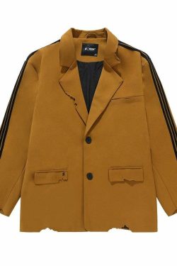 BJHG Striped Blazer - Y2K Summer Grunge, 90s Retro Fashion, Y2K Party & Club Outfits