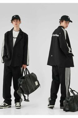 BJHG Striped Blazer - Y2K Summer Grunge, 90s Retro Fashion, Y2K Party & Club Outfits