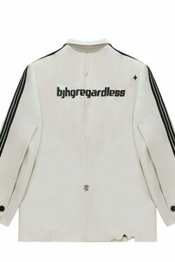 BJHG Striped Blazer - Y2K Summer Grunge, 90s Retro Fashion, Y2K Party & Club Outfits