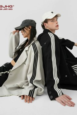 BJHG Striped Blazer - Y2K Summer Grunge, 90s Retro Fashion, Y2K Party & Club Outfits