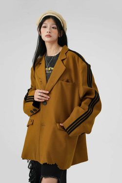 BJHG Striped Blazer - Y2K Summer Grunge, 90s Retro Fashion, Y2K Party & Club Outfits