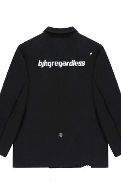 BJHG Striped Blazer - Y2K Summer Grunge, 90s Retro Fashion, Y2K Party & Club Outfits