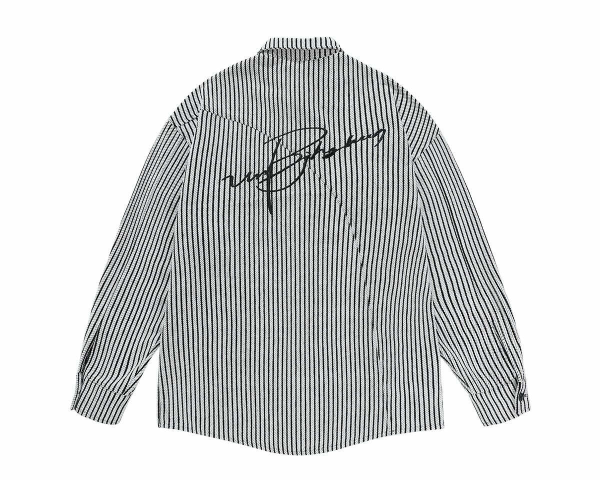 BJHG Striped Button-Up Long Sleeve - Y2K Summer Grunge, 90s Retro, Pastel Goth, Y2K Club Outfit
