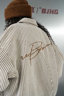 BJHG Striped Button-Up Long Sleeve - Y2K Summer Grunge, 90s Retro, Pastel Goth, Y2K Club Outfit