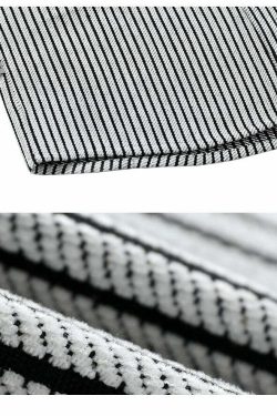 BJHG Striped Button-Up Long Sleeve - Y2K Summer Grunge, 90s Retro, Pastel Goth, Y2K Club Outfit