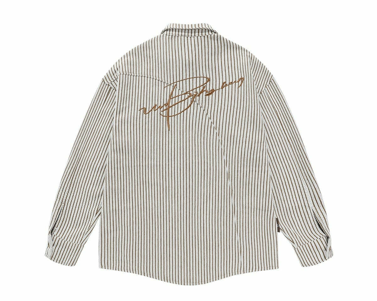 BJHG Striped Button-Up Long Sleeve - Y2K Summer Grunge, 90s Retro, Pastel Goth, Y2K Club Outfit