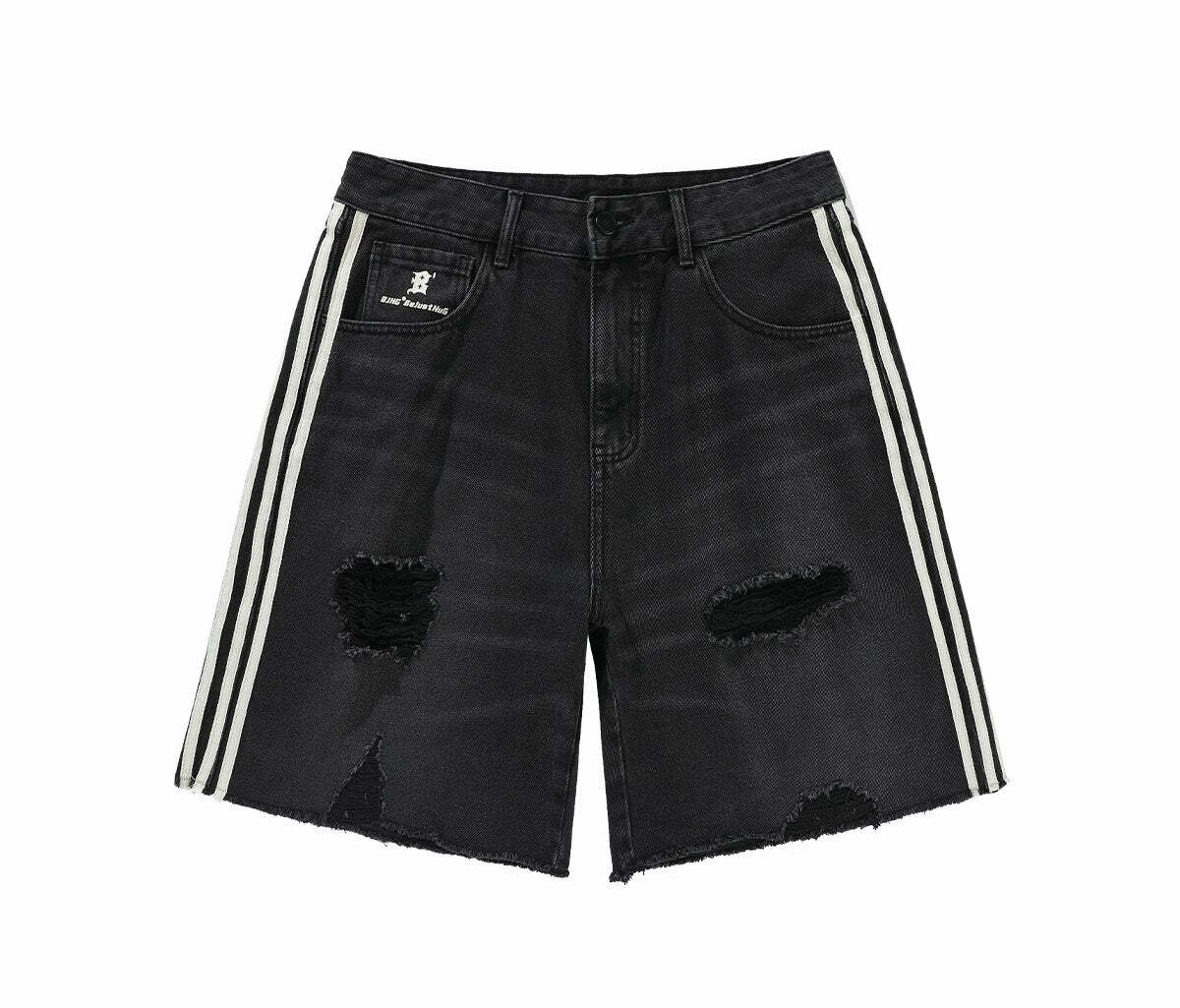 BJHG Striped Denim Shorts - Y2K Summer Grunge, 90s Retro, Y2K Club & Party Outfits