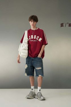 BJHG Striped Denim Shorts - Y2K Summer Grunge, 90s Retro, Y2K Club & Party Outfits