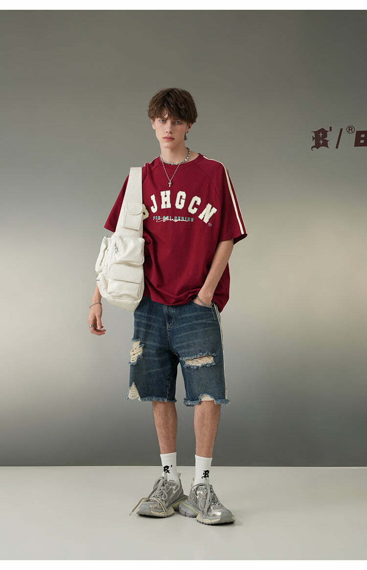 BJHG Striped Denim Shorts - Y2K Summer Grunge, 90s Retro, Y2K Club & Party Outfits
