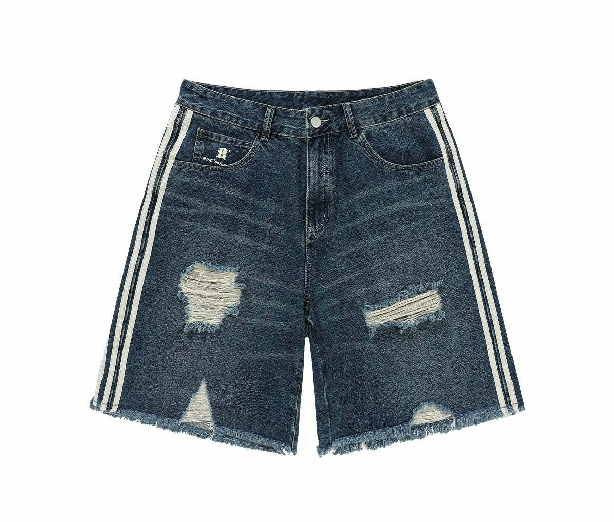 BJHG Striped Denim Shorts - Y2K Summer Grunge, 90s Retro, Y2K Club & Party Outfits