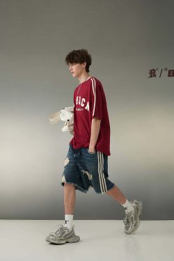 BJHG Striped Denim Shorts - Y2K Summer Grunge, 90s Retro, Y2K Club & Party Outfits