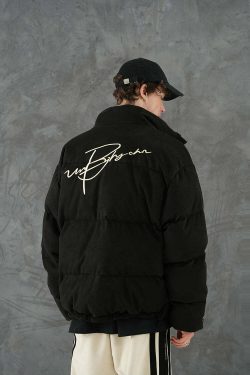 BJHG Suede Puffer Jacket - Y2K Grunge, 90s Retro, Summer Outfits, Y2K Club & Party Fashion
