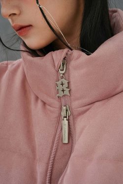BJHG Suede Puffer Jacket - Y2K Grunge, 90s Retro, Summer Outfits, Y2K Club & Party Fashion