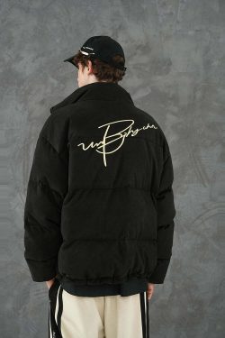 BJHG Suede Puffer Jacket - Y2K Grunge, 90s Retro, Summer Outfits, Y2K Club & Party Fashion
