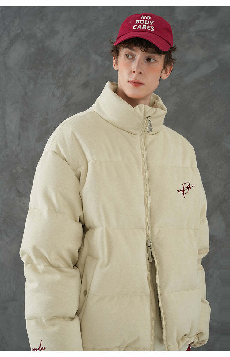 BJHG Suede Puffer Jacket - Y2K Grunge, 90s Retro, Summer Outfits, Y2K Club & Party Fashion