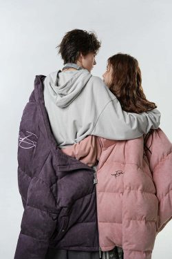 BJHG Suede Puffer Jacket - Y2K Grunge, 90s Retro, Summer Outfits, Y2K Club & Party Fashion