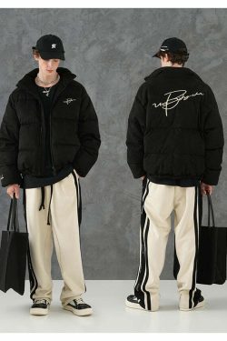 BJHG Suede Puffer Jacket - Y2K Grunge, 90s Retro, Summer Outfits, Y2K Club & Party Fashion