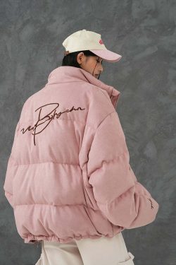 BJHG Suede Puffer Jacket - Y2K Grunge, 90s Retro, Summer Outfits, Y2K Club & Party Fashion