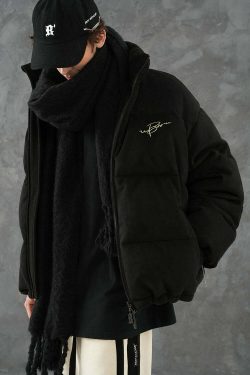 BJHG Suede Puffer Jacket - Y2K Grunge, 90s Retro, Summer Outfits, Y2K Club & Party Fashion