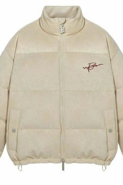 BJHG Suede Puffer Jacket - Y2K Grunge, 90s Retro, Summer Outfits, Y2K Club & Party Fashion