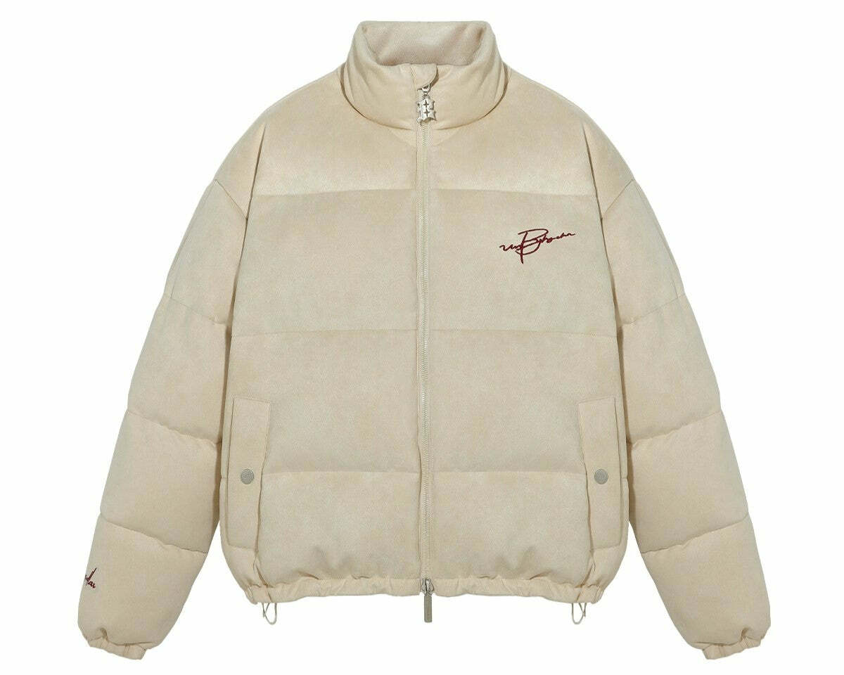 BJHG Suede Puffer Jacket - Y2K Grunge, 90s Retro, Summer Outfits, Y2K Club & Party Fashion