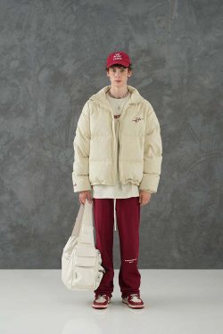 BJHG Suede Puffer Jacket - Y2K Grunge, 90s Retro, Summer Outfits, Y2K Club & Party Fashion