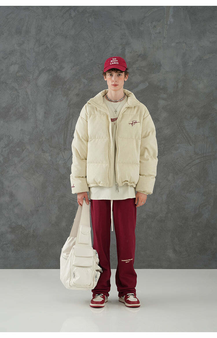 BJHG Suede Puffer Jacket - Y2K Grunge, 90s Retro, Summer Outfits, Y2K Club & Party Fashion