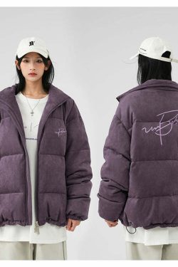BJHG Suede Puffer Jacket - Y2K Grunge, 90s Retro, Summer Outfits, Y2K Club & Party Fashion