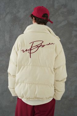 BJHG Suede Puffer Jacket - Y2K Grunge, 90s Retro, Summer Outfits, Y2K Club & Party Fashion