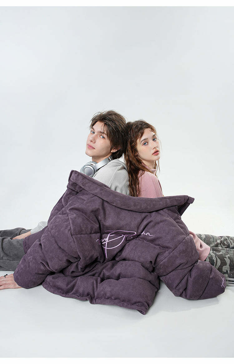 BJHG Suede Puffer Jacket - Y2K Grunge, 90s Retro, Summer Outfits, Y2K Club & Party Fashion
