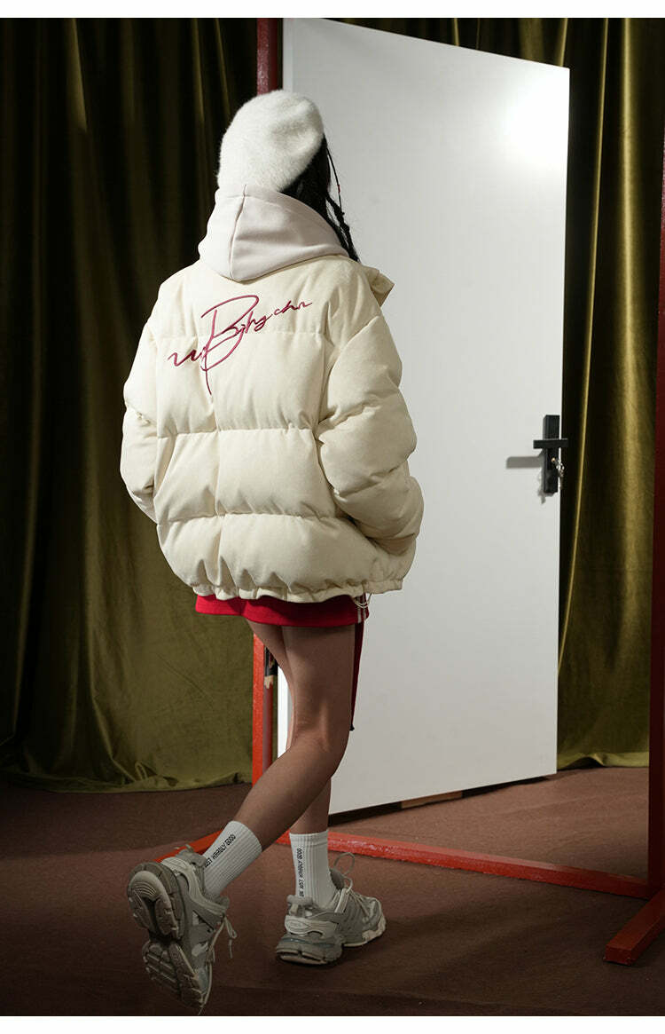 BJHG Suede Puffer Jacket - Y2K Grunge, 90s Retro, Summer Outfits, Y2K Club & Party Fashion