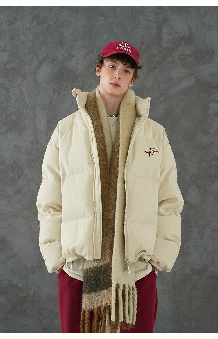 BJHG Suede Puffer Jacket - Y2K Grunge, 90s Retro, Summer Outfits, Y2K Club & Party Fashion