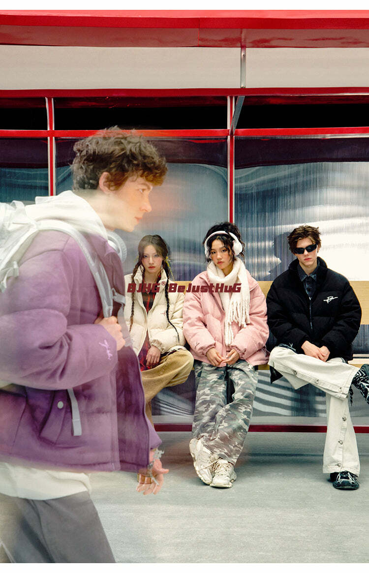 BJHG Suede Puffer Jacket - Y2K Grunge, 90s Retro, Summer Outfits, Y2K Club & Party Fashion