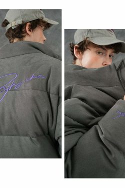 BJHG Suede Puffer Jacket - Y2K Grunge, 90s Retro, Summer Outfits, Y2K Club & Party Fashion