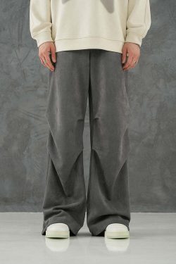 BJHG Suede Trousers - Y2K Summer Grunge, 90s Retro, Gothic Y2K, Y2K Club &