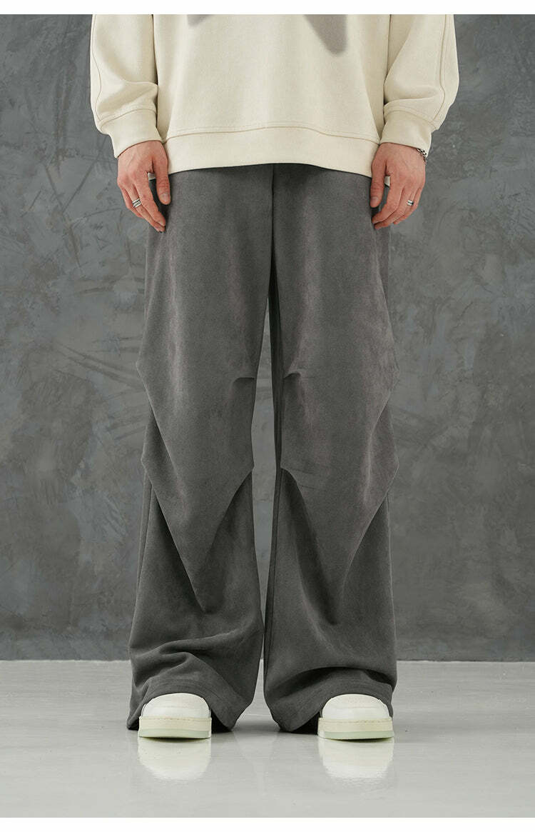 BJHG Suede Trousers - Y2K Summer Grunge, 90s Retro, Gothic Y2K, Y2K Club &