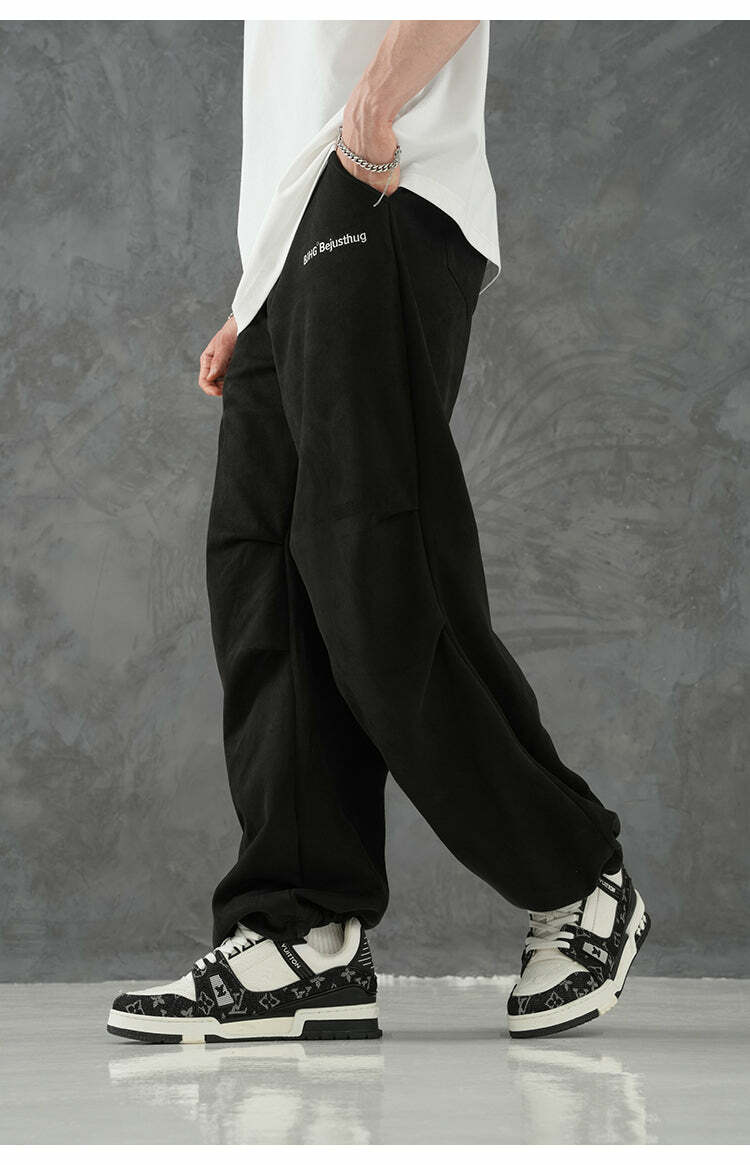 BJHG Suede Trousers - Y2K Summer Grunge, 90s Retro, Gothic Y2K, Y2K Club &