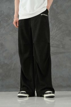 BJHG Suede Trousers - Y2K Summer Grunge, 90s Retro, Gothic Y2K, Y2K Club &