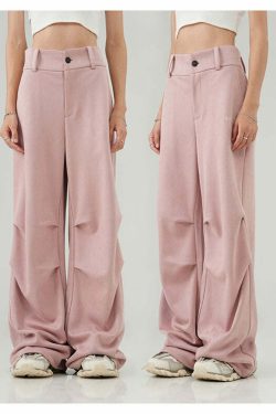 BJHG Suede Trousers - Y2K Summer Grunge, 90s Retro, Gothic Y2K, Y2K Club &