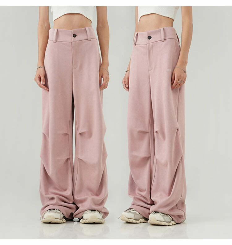 BJHG Suede Trousers - Y2K Summer Grunge, 90s Retro, Gothic Y2K, Y2K Club &