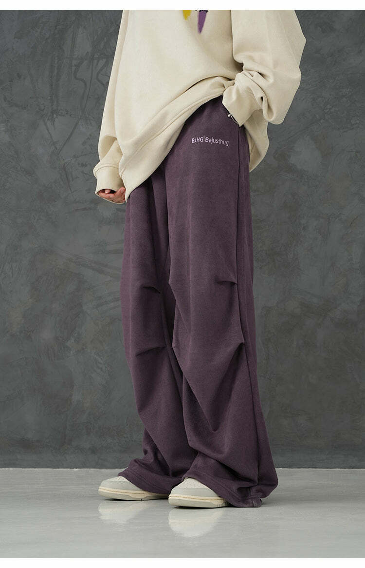 BJHG Suede Trousers - Y2K Summer Grunge, 90s Retro, Gothic Y2K, Y2K Club &