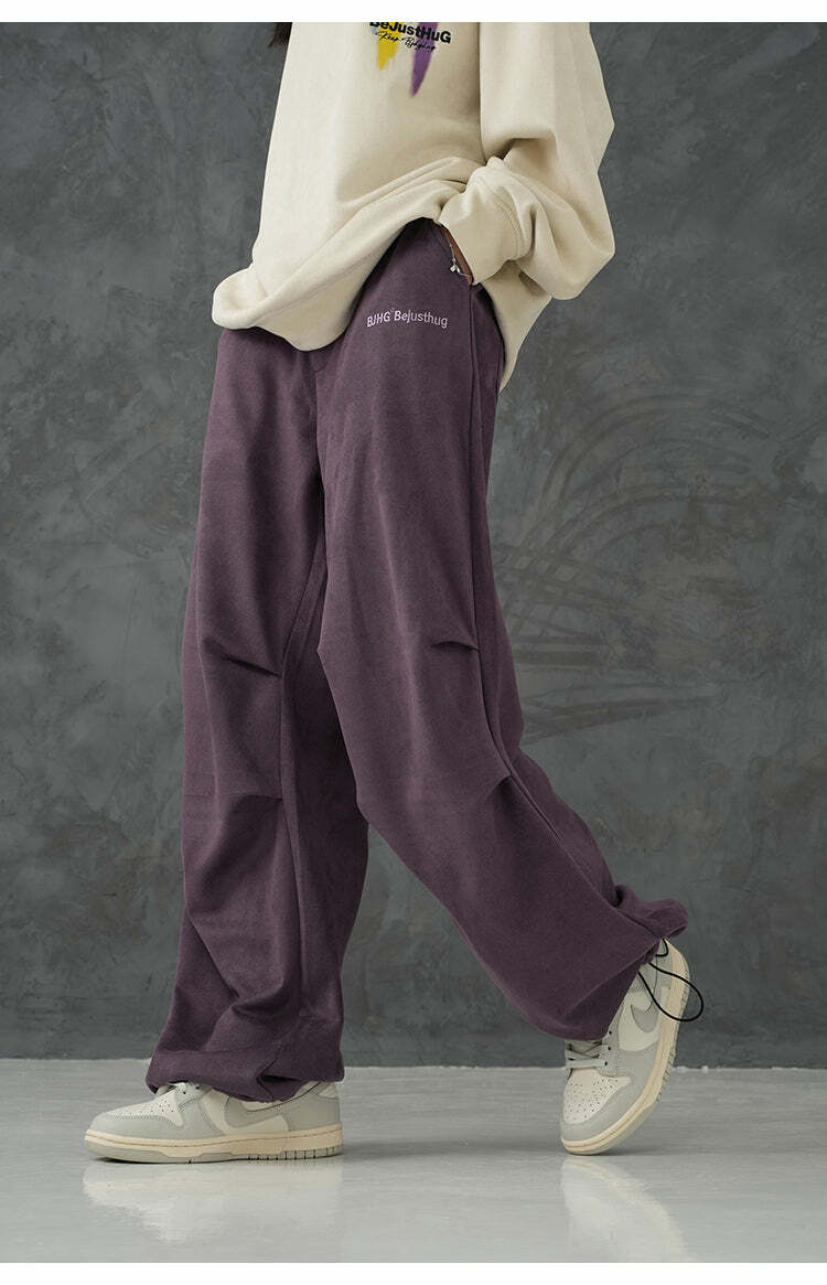 BJHG Suede Trousers - Y2K Summer Grunge, 90s Retro, Gothic Y2K, Y2K Club &