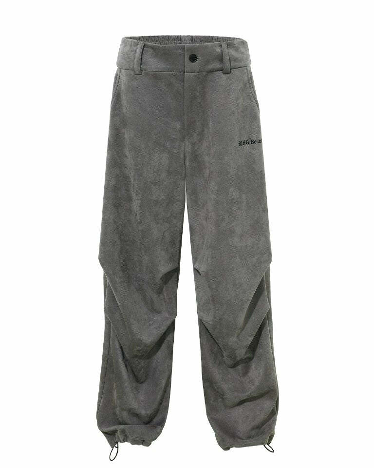 BJHG Suede Trousers - Y2K Summer Grunge, 90s Retro, Gothic Y2K, Y2K Club &