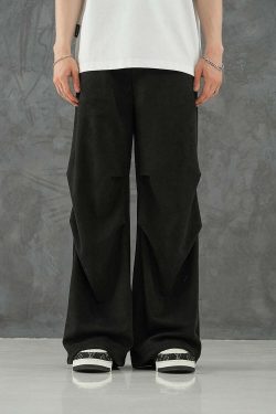 BJHG Suede Trousers - Y2K Summer Grunge, 90s Retro, Gothic Y2K, Y2K Club &