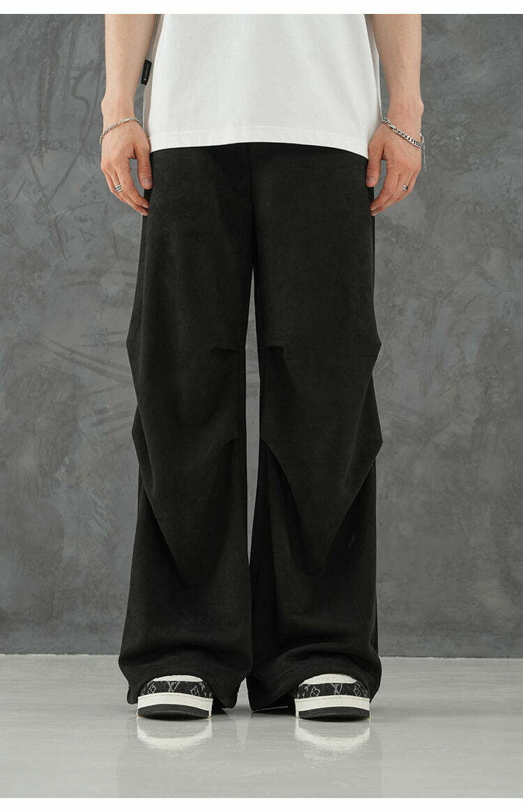BJHG Suede Trousers - Y2K Summer Grunge, 90s Retro, Gothic Y2K, Y2K Club &
