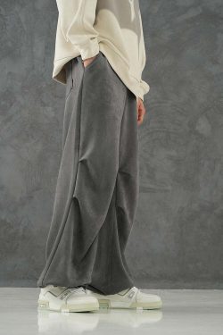 BJHG Suede Trousers - Y2K Summer Grunge, 90s Retro, Gothic Y2K, Y2K Club &