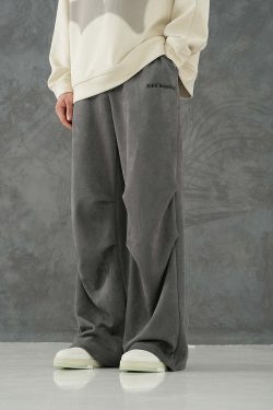 BJHG Suede Trousers - Y2K Summer Grunge, 90s Retro, Gothic Y2K, Y2K Club &